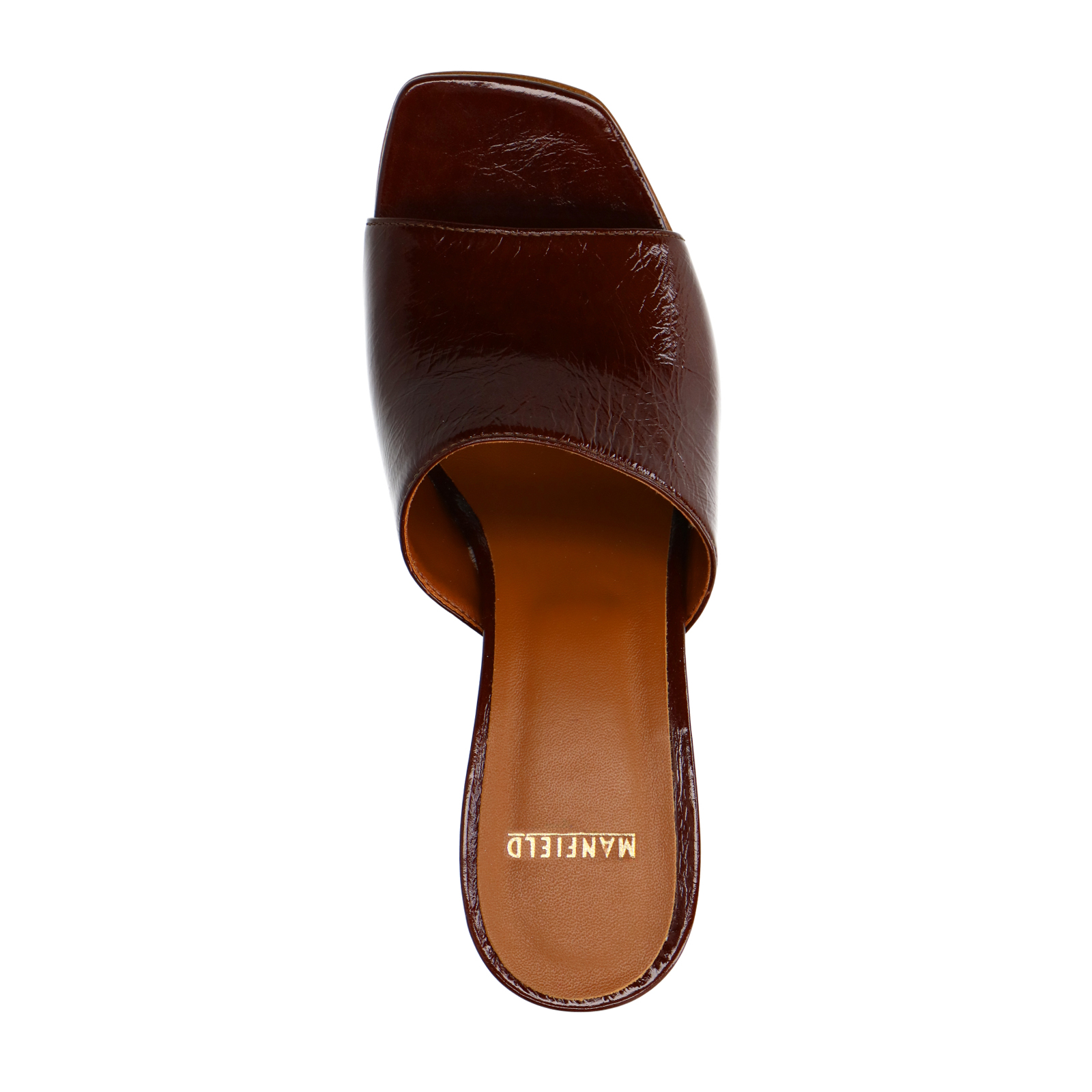 Bruine lakleren sandalen met hak