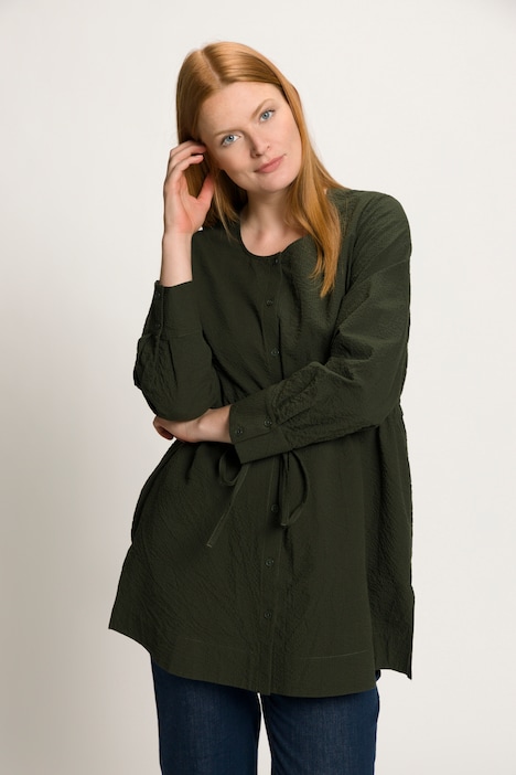Longbluse, A-Linie, Rundhals, Langarm, Biobaumwolle