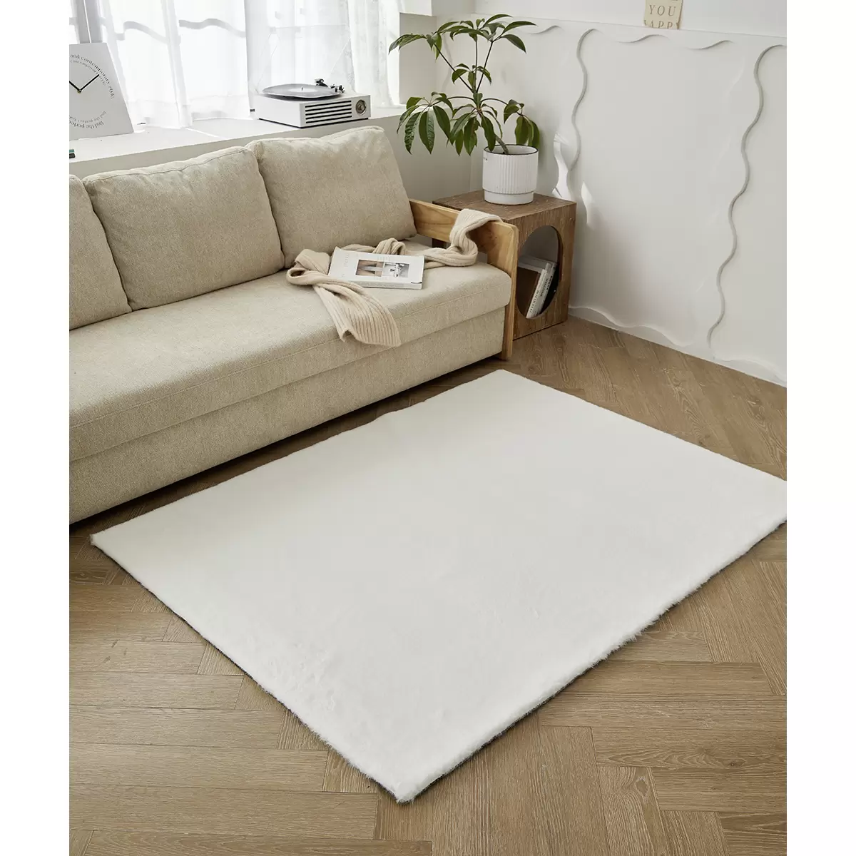 Hochflorteppich Buggy weiss
