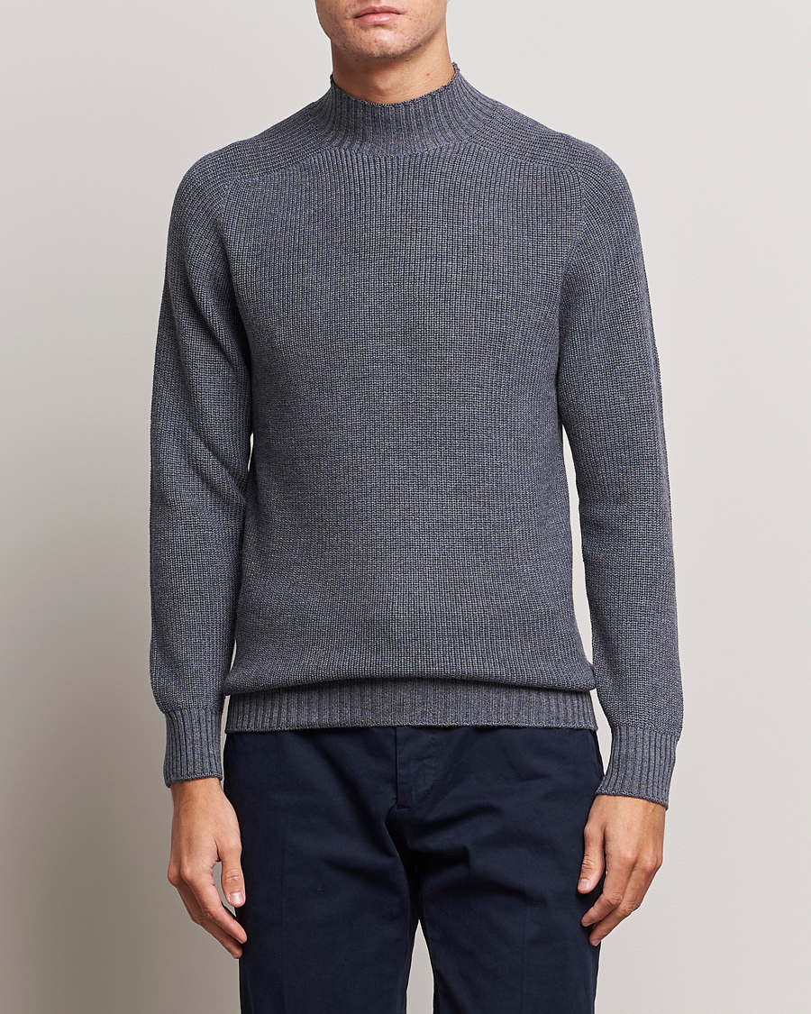 Gran Sasso Rainwool Mock Neck Grey Melange