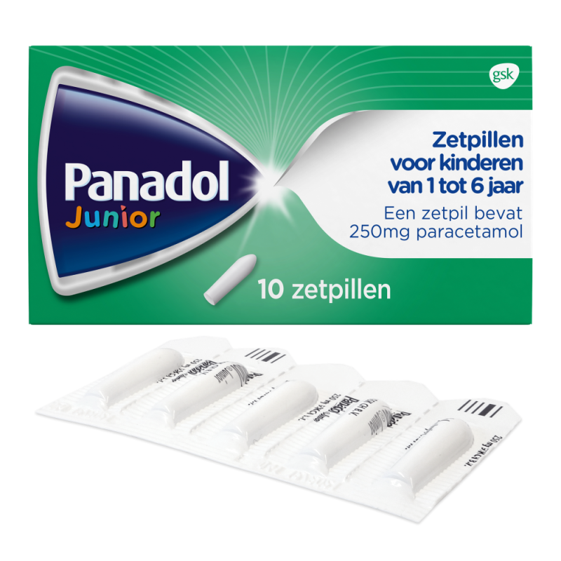 Panadol Junior Zetpillen 250 MG Voor Kinderen Van 1 Tot 6 Jaar 10 Zetpillen