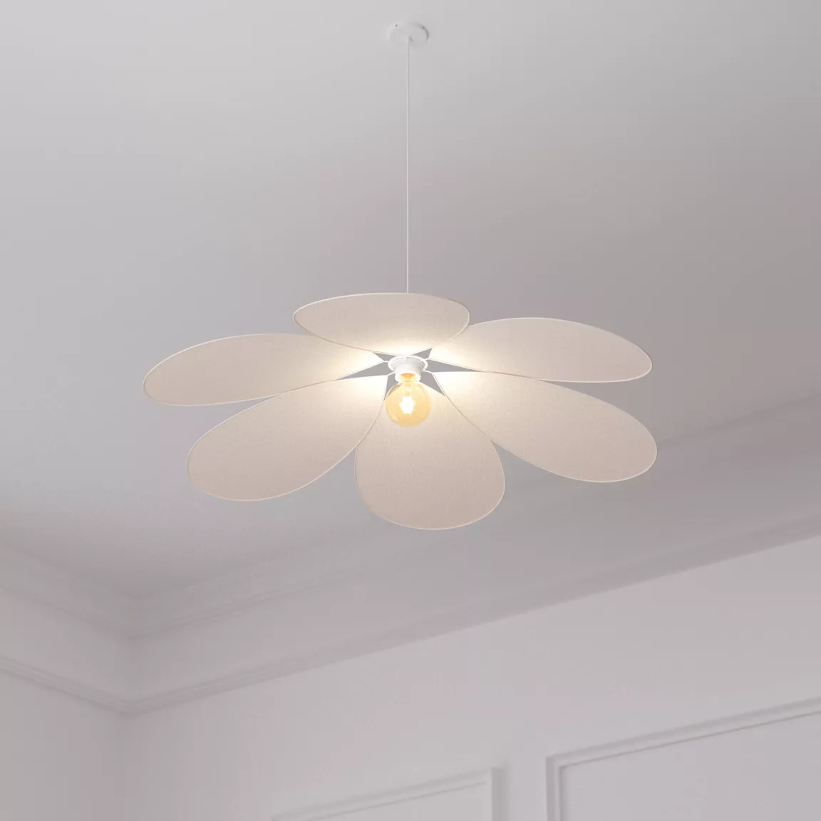 Suspension lumineuse pétales coton (D72 cm) Naya Beige