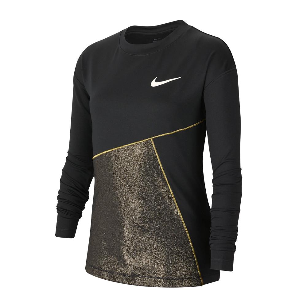 Nike T-shirt Noir/Doré Fille Nike Pro Warm