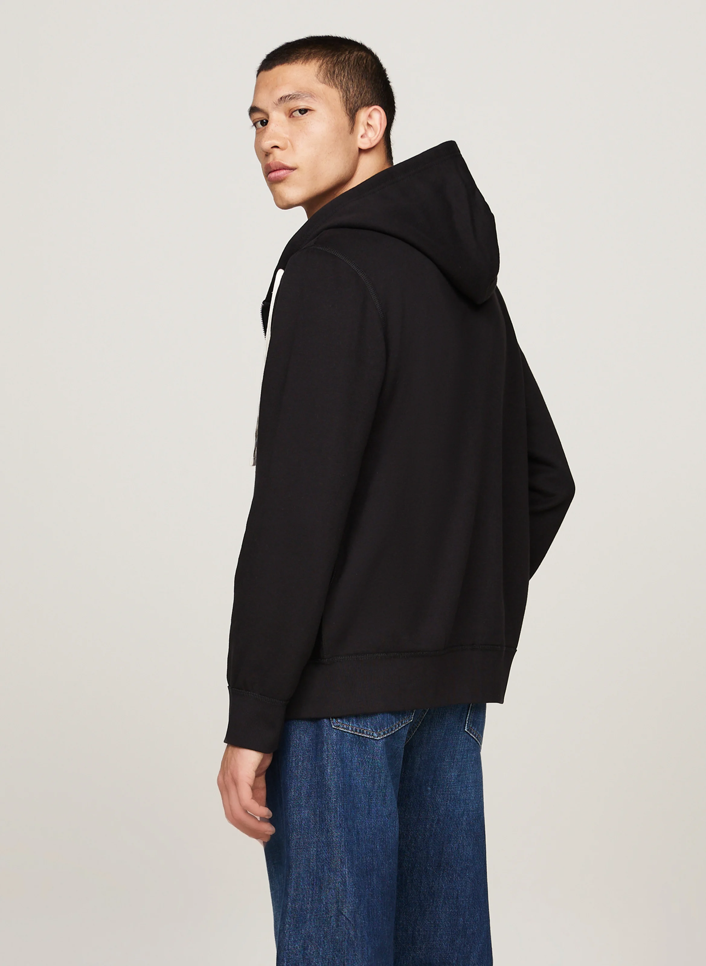 Sweat col rond en coton mélangé | Noir