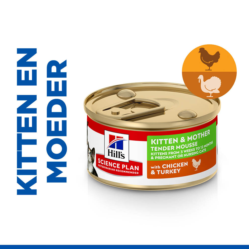 Hill's Kitten Tender Mousse - Kattenvoer - 85 Gram - kip, kalkoen