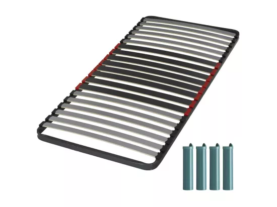 Sommier à lattes + pieds 90x190 C34 - 20 lattes bois - Fabrication française