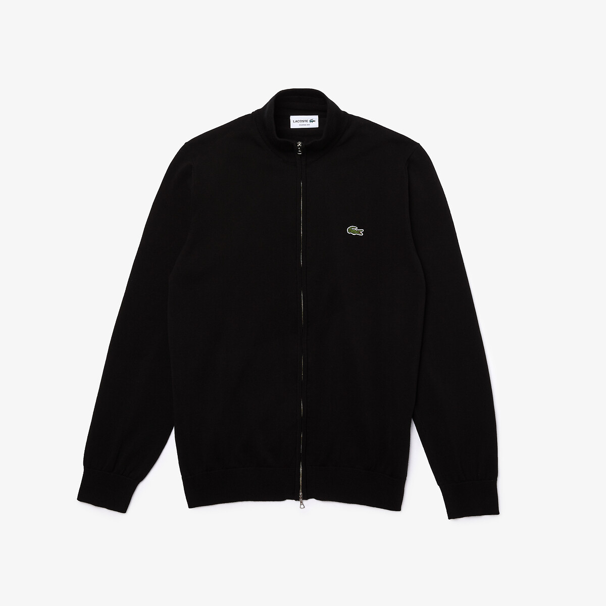 LACOSTE<br>Cardigã de algodão com zíper e gola alta