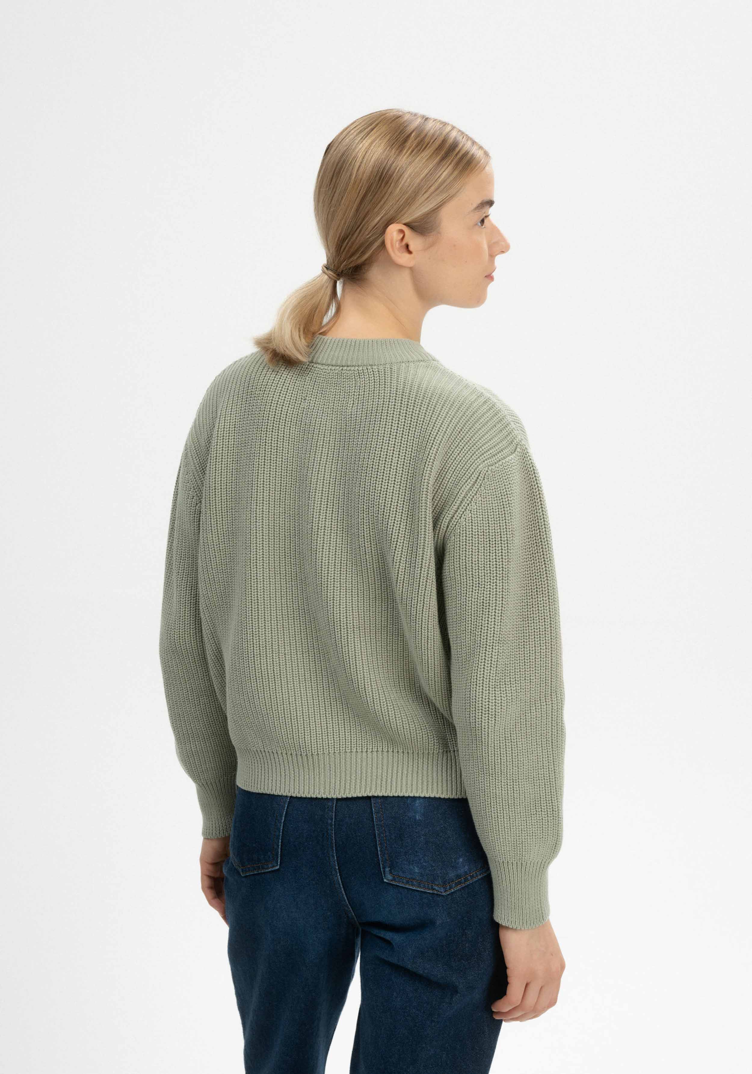 Mela Strickpullover Rib Knit Adah Green Clay