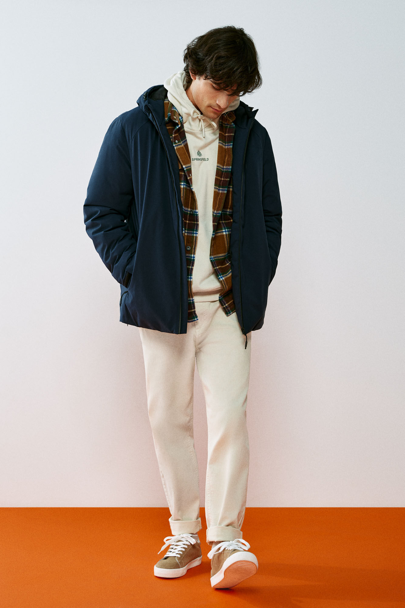 Parka técnica curta acolchoada para meninas