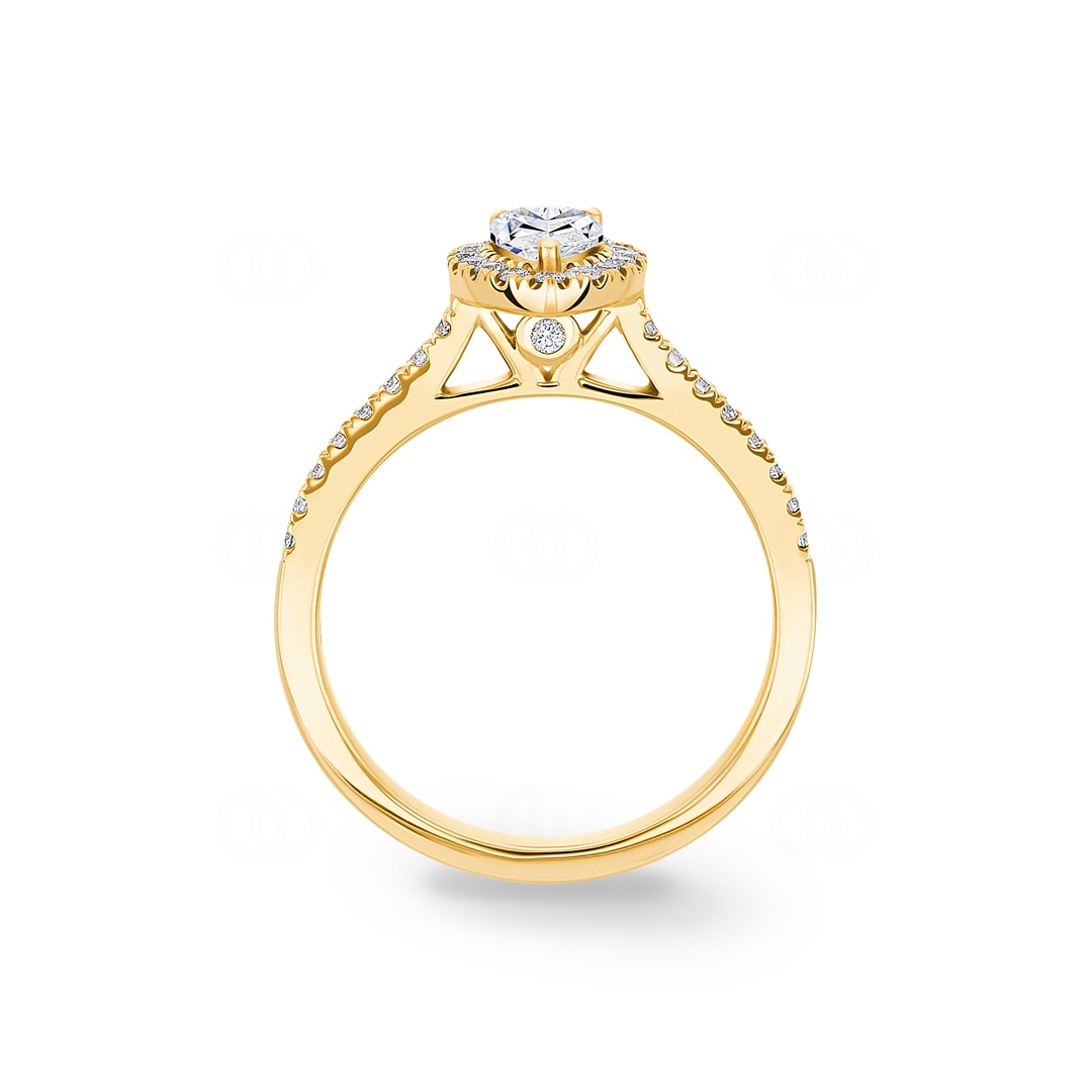 Tropfen Halo Diamantring 750/18 K Gelbgold 0.85 ct G/si