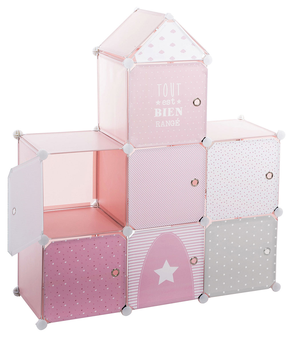Meuble de rangement château rose 94.5x109x32cm