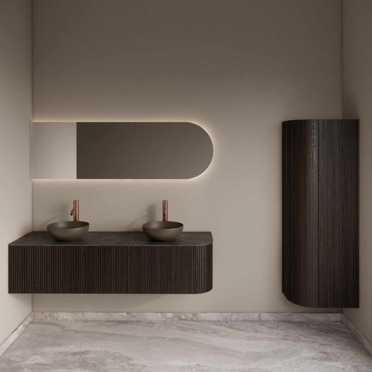 Gliss Design Alluro kolomkast 160cm met ronding links ebony