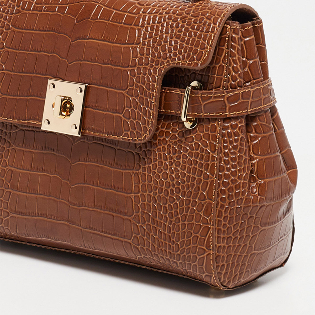 Christian Laurier Sac à main en Cuir croco Swan camel - 28x20x11 cm
