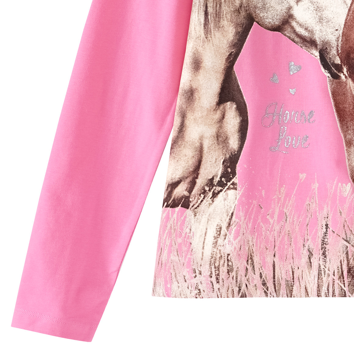 Yigga Mädchen Langarmshirt mit Pferde-Print pink