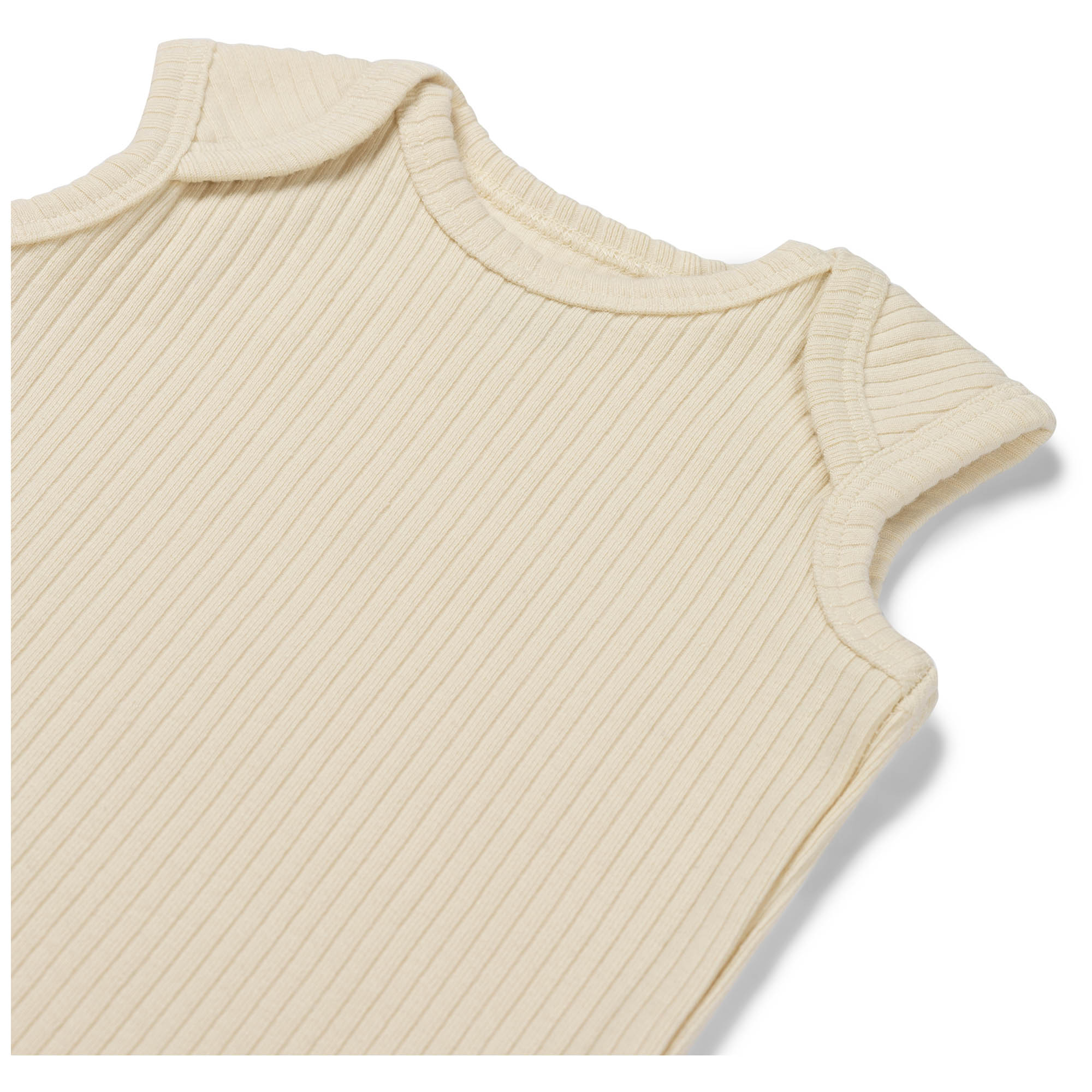 Prénatal romper rib mouwloos effen beige