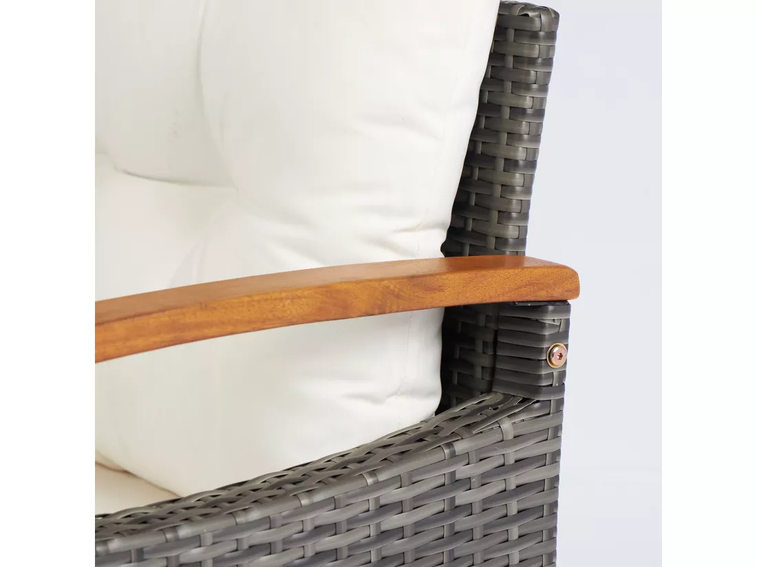 Ensemble salon de jardin 4 places 4 pcs style exotique coussins inclus résine bois acacia