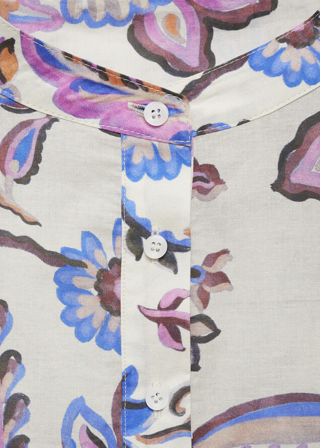 MANGO Floral print dress with bow Light beige