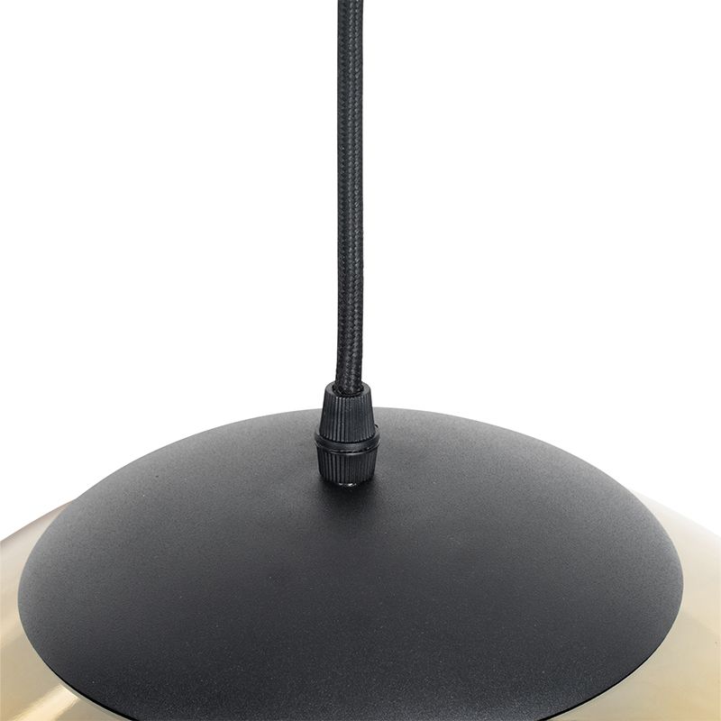 Art deco hanglamp zwart met goud glas 33 cm - pallon