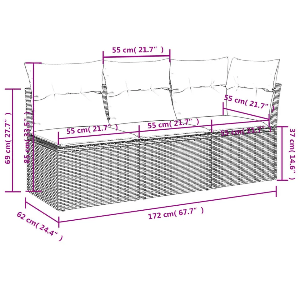 vidaXL - Tuinbank - Beige - Poly rattan
