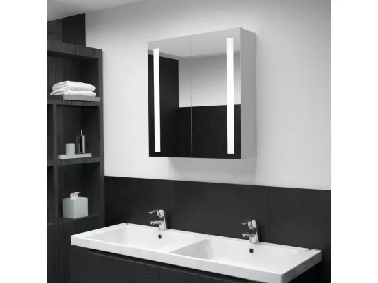 Armoire de salle de bain à miroir LED 60x14x62 cm