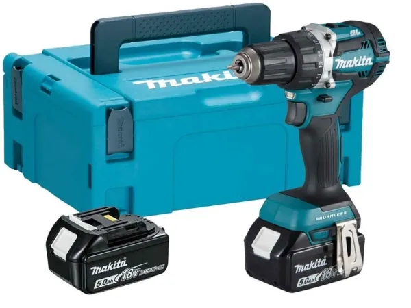 Makita DDF484RTJ - Bor/driver - ledningfri - 2-hastigheders - nøgleløs borepatron 13 mm - 54 N·m - 2 batterier - 18 V
