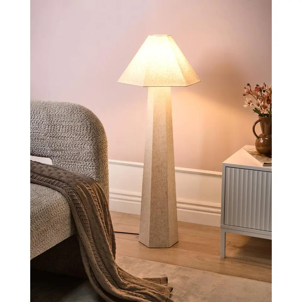 DEMBI - Staande lamp - Lichtbeige - Stof