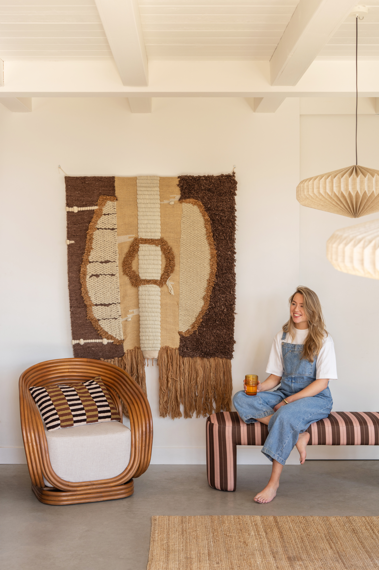 Hanglamp Jinx linen natural Ø80 cm
