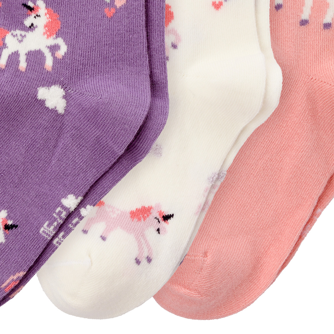 Topolino 3 Paar Mädchen Socken mit Einhörnern weiss / rosa / lila