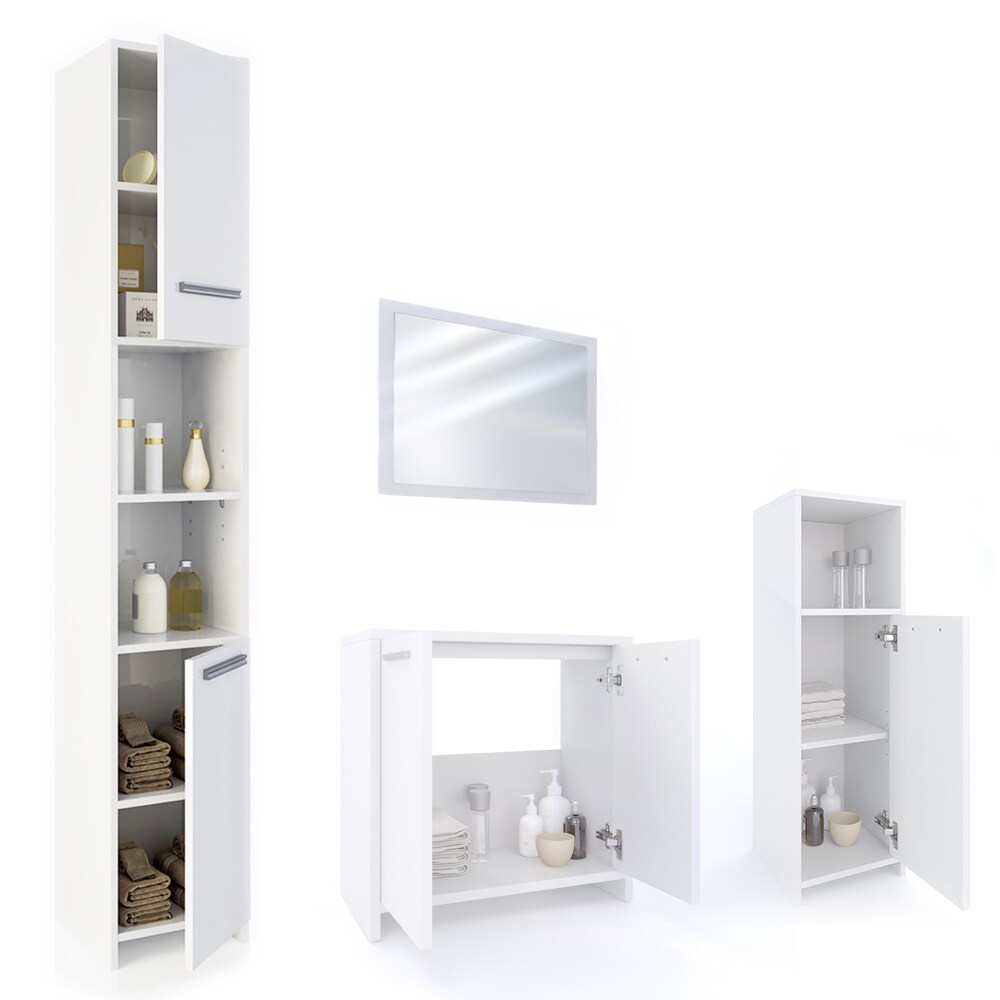 Vicco Badmöbel Set Kiko Badezimmer Spiegel Kommode Unterschrank Weiß