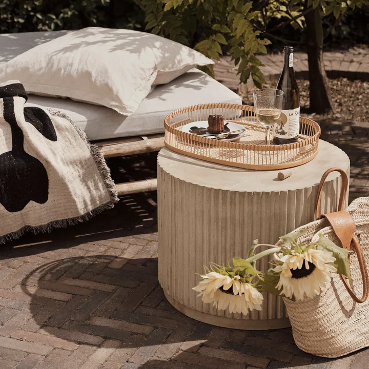 Broste Copenhagen - Rillo Beistelltisch, Ø 56 x H 42 cm, antique beige