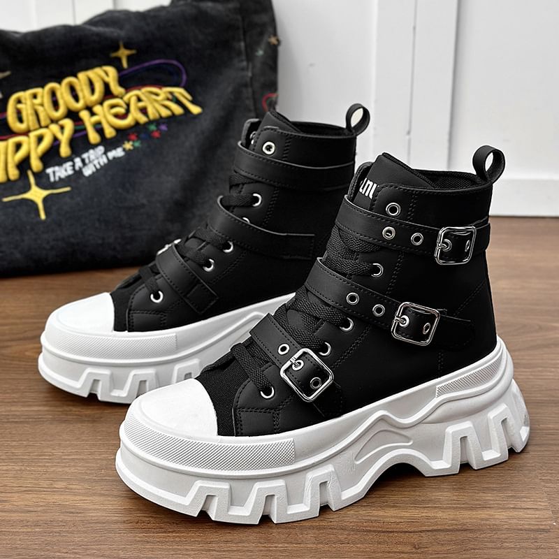 Tanzanite - Platform Sneakers met Gesp