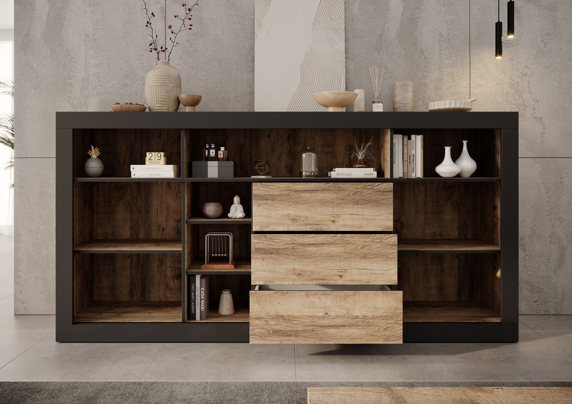 Meubella - Dressoir Trinidad 2 - Eiken - 220 cm