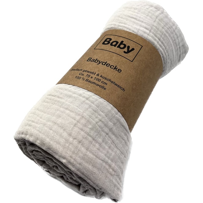 Mulldecke - aus Baumwolle - 75 x 100 cm - 3-lagig - beige