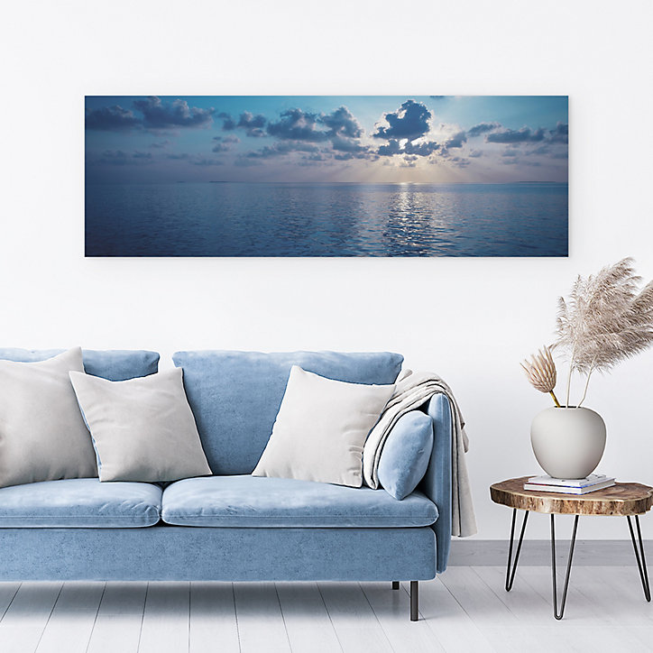Toile paysage bleu bleu Dada Art l.135 x H.45 cm