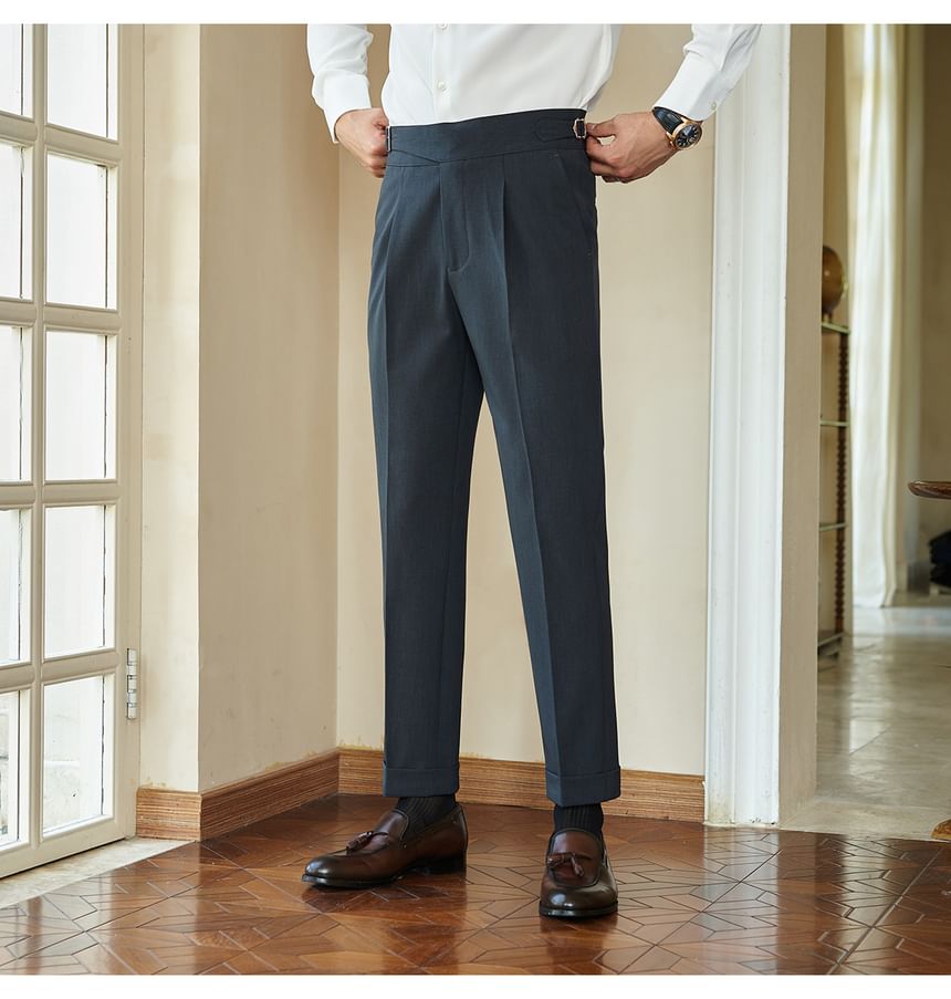 Omozando - Mid Rise Plain Tapered Dress Pants