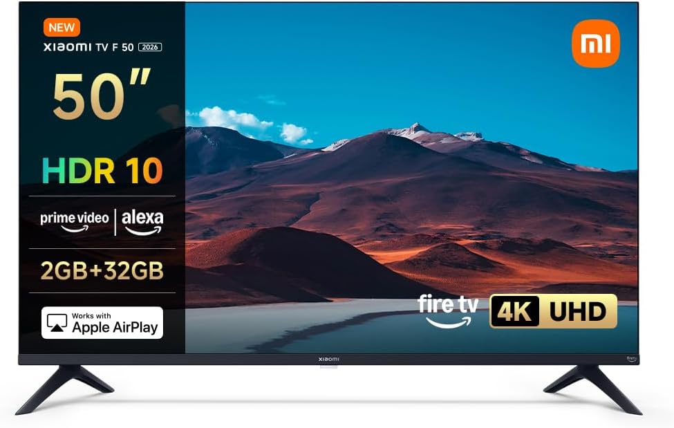 Xiaomi TV F 50, 127 cm (50 Pouces), 4K UHD, Smart TV, Fire TV, Contrôle Vocal Alexa, HDR10, MEMC, Mode Game Boost 120Hz, 2Go+32Go, Compatible avec AirPlay [Classe énergétique F]