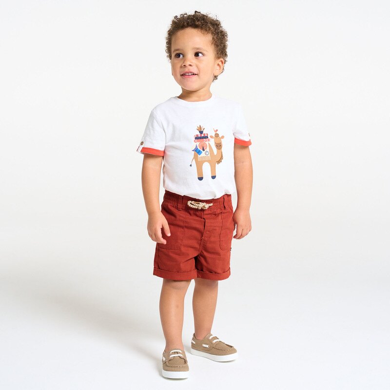 Short coton à revers orange bébé garçon Orange