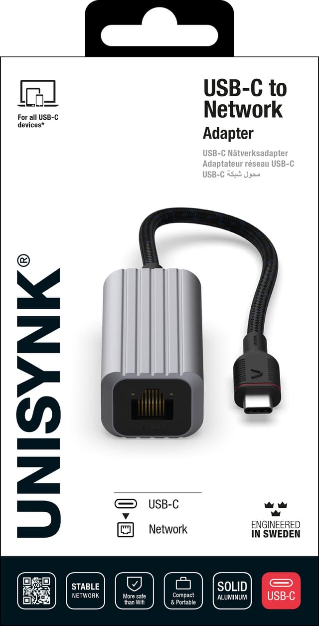 Unysink USB-C to Ethernet-adapter 10380 (grå)