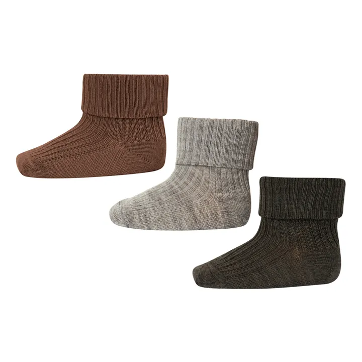 Mp Denmark Set de 3 paires de chaussettes Rib en laine | Marron