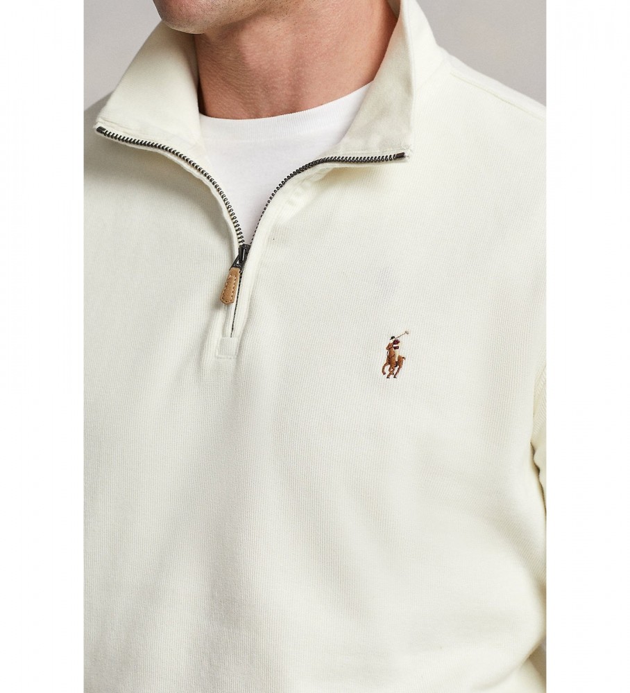 Suéter gola alta bege com zíper da Ralph Lauren