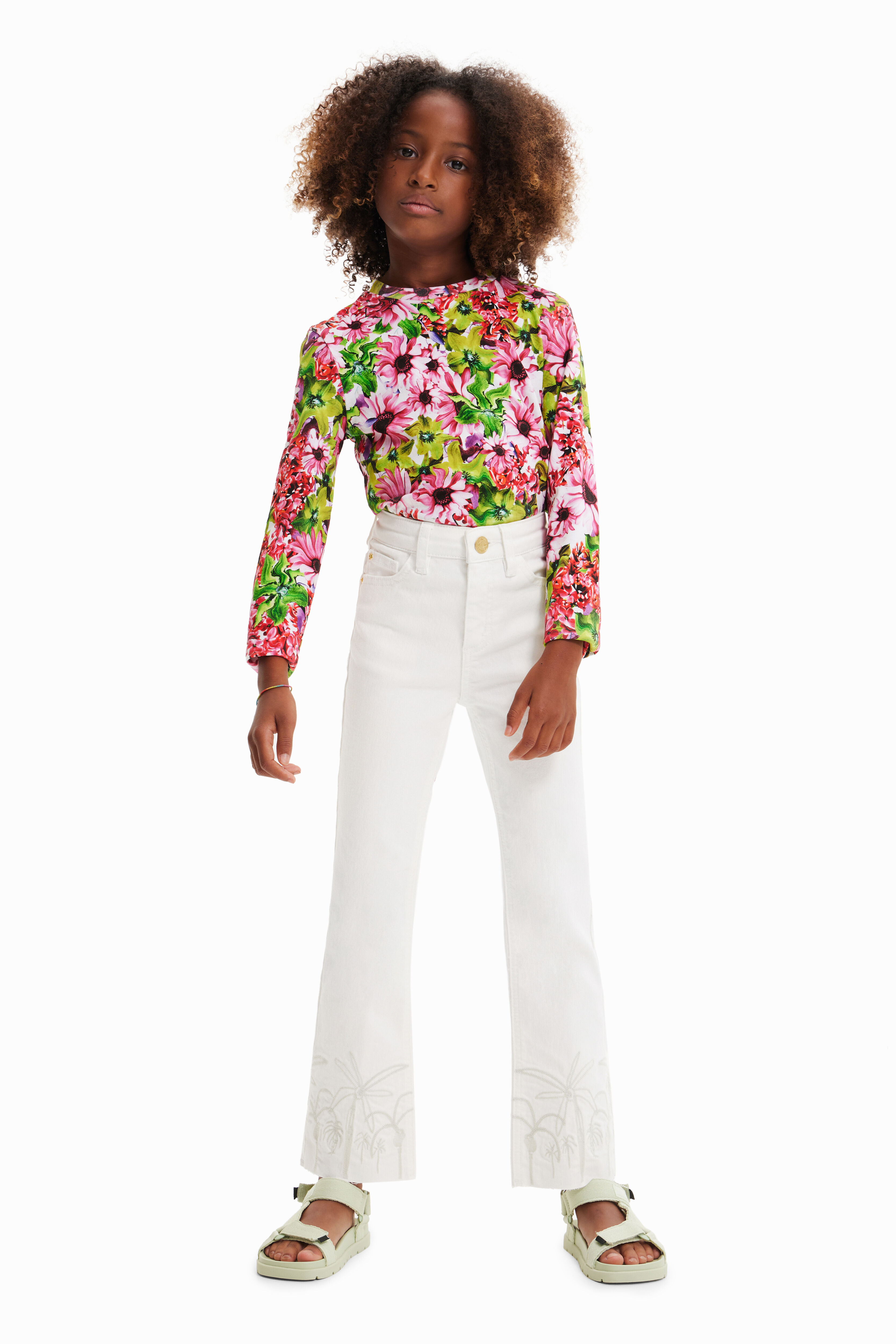 Jean flare long brodé