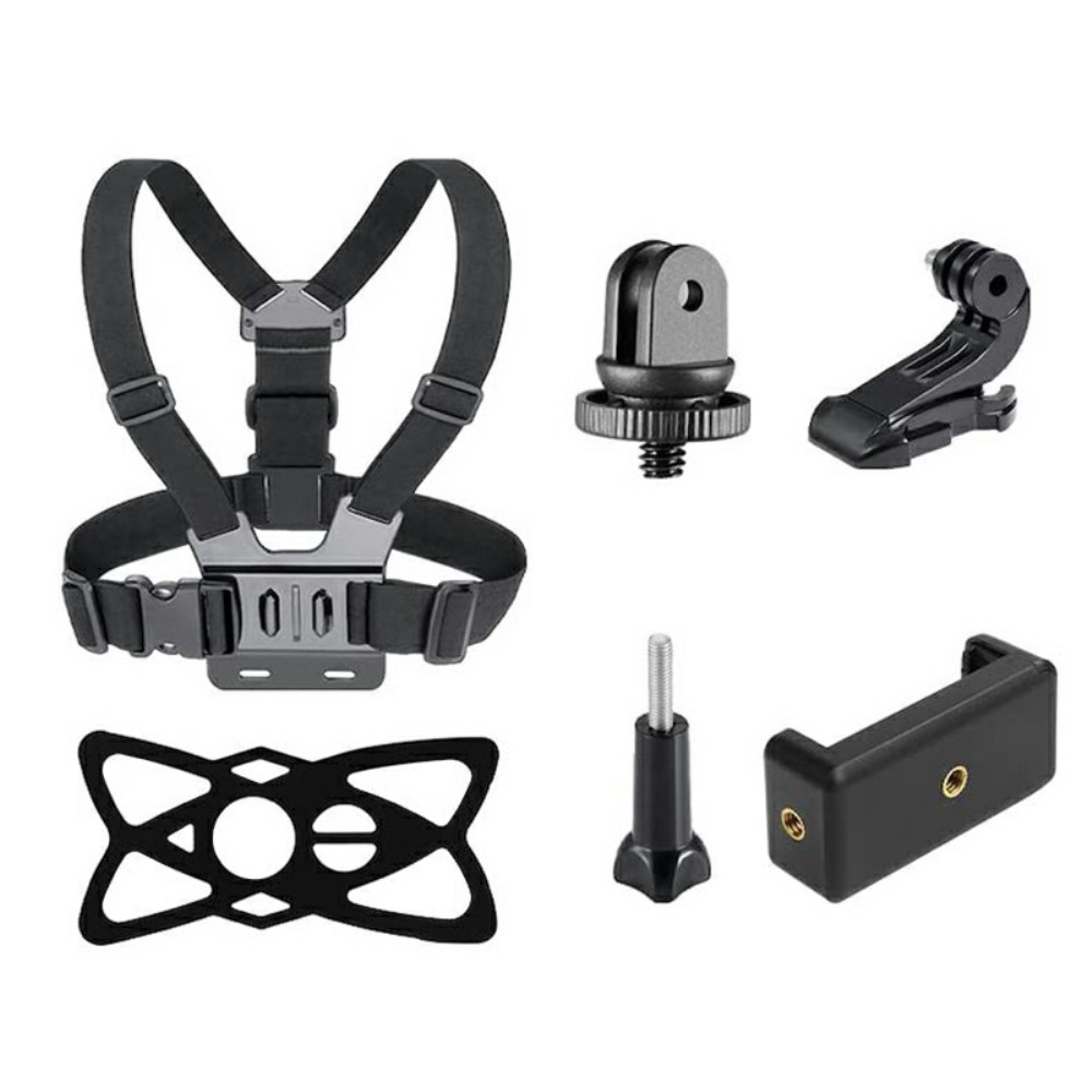 6in1 Kamera Zubehör Kit Bundle Set mit Brustgurt und Handy Halterung für GoPro Hero