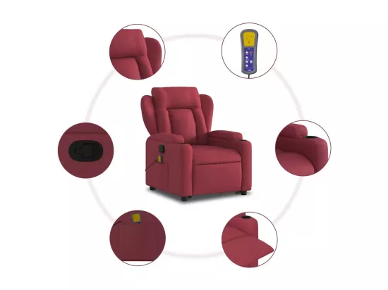 Fauteuil inclinable massant Rouge bordeaux Tissu