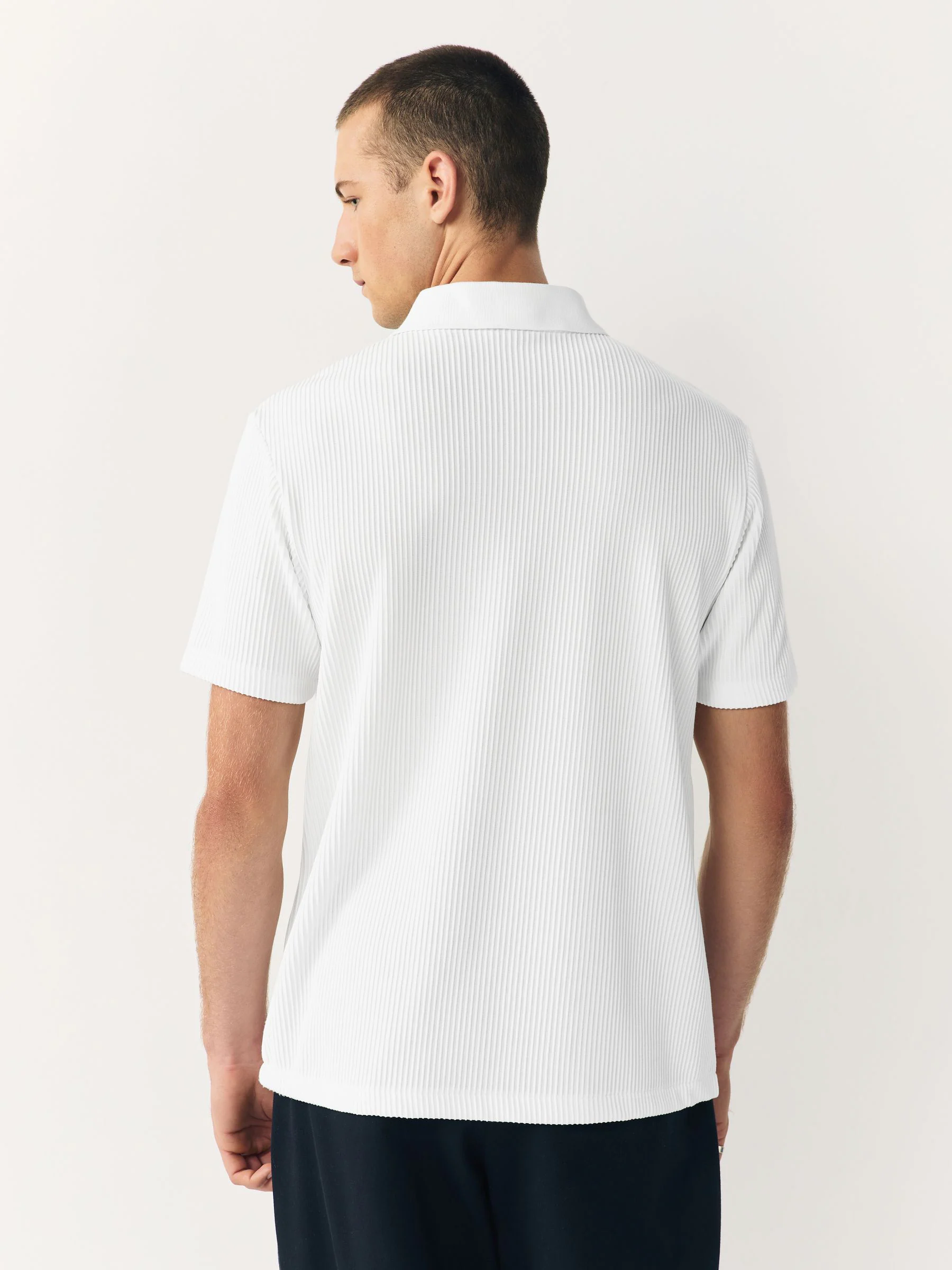 Ecru wit - Smart poloshirt met textuur en rits