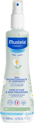 Mustela Bébé Eau Rafraichissante Et Coiffante Cheveux Peau Normale Flacon Vaporisateur 200ml