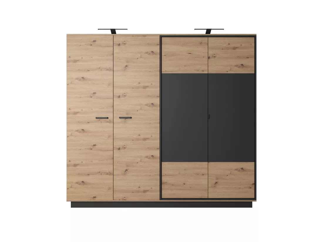 Armoire à portes battantes NEST LED 220x54x202 Crème & Noir