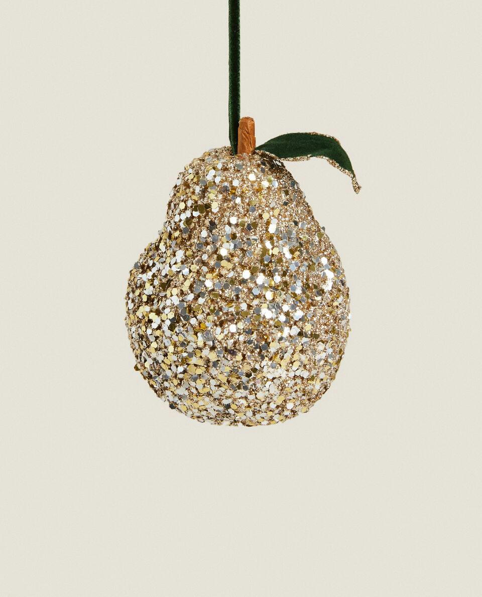 DECORAÇÃO DE PÊRA NATALINA COM BRILHO