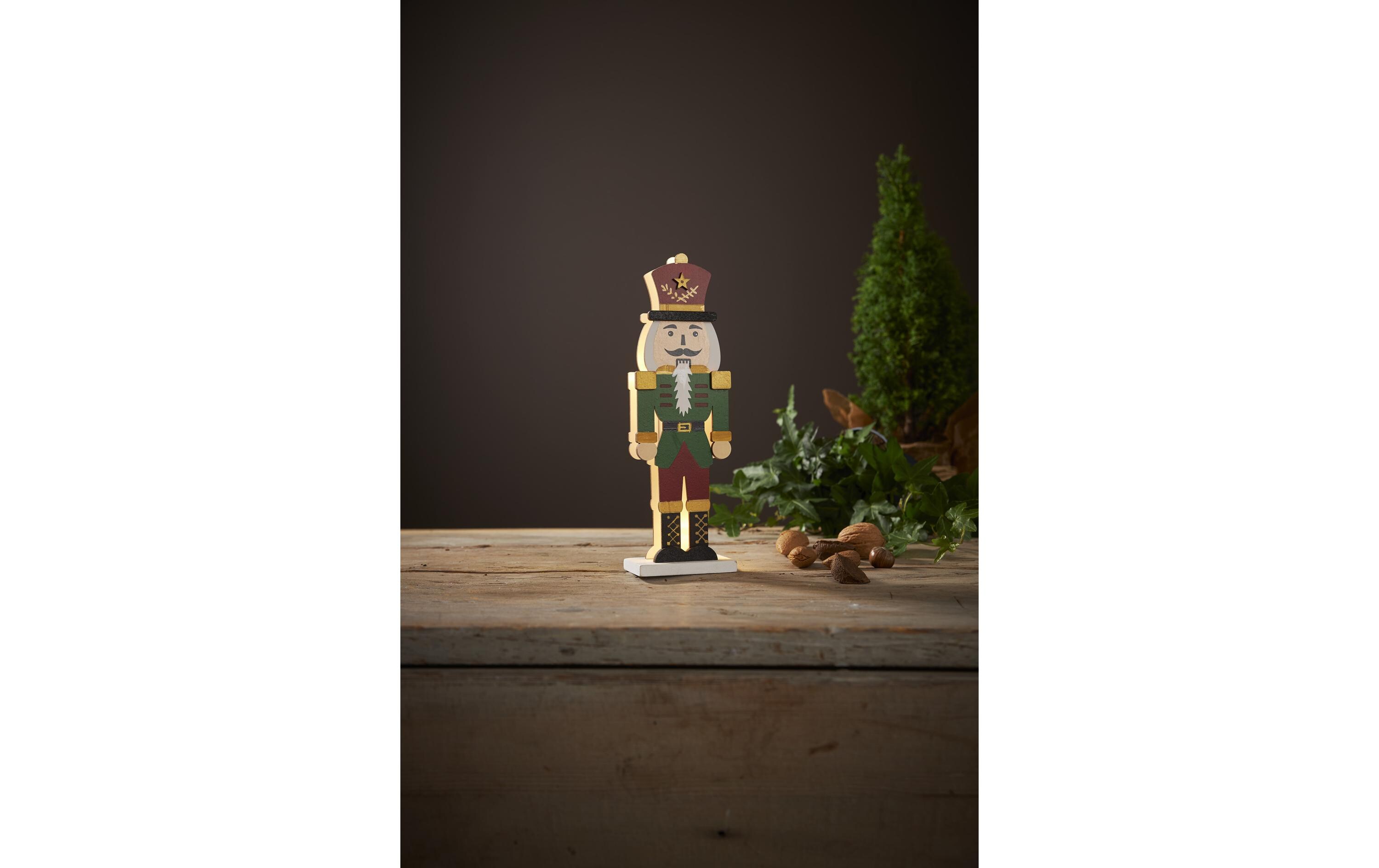LED-Figur Nutcracker, 25 cm, GrünLED Tischdekoration Nussknacker