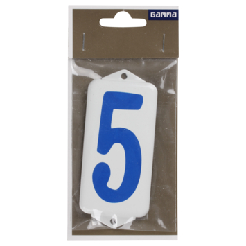 GAMMA huiscijfer 5 emaille wit /blauw