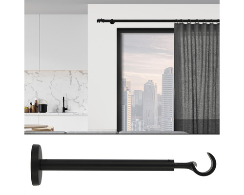 Uitschuifbare enkelsporige beugel voor Premium Black Line, matzwart, Ø 20 mm, lengte 19-30 cm, 1 st.